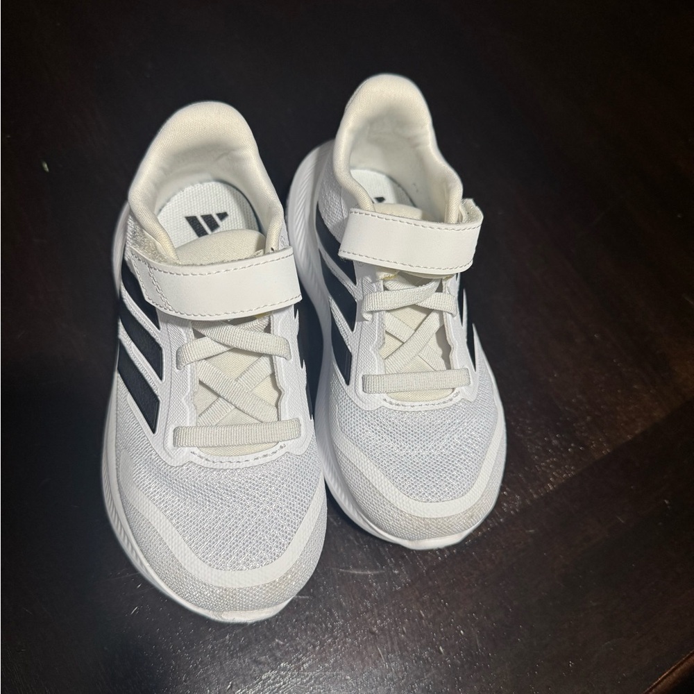 Adidas Kids White and Black Strap Sneakers